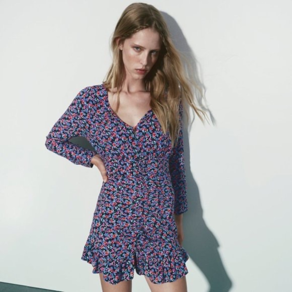 NEW ZARA FLORAL MINI DRESS SIZE M